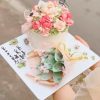 bánh kem sinh nhật đơn giản kèm hoa tiền 500k