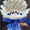 bó hoa xếp tiền thẳng 500k màu xanh