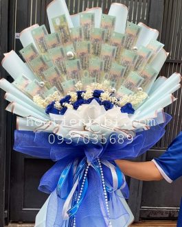 Bó hoa xếp tiền thẳng mệnh giá 500k