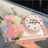 set bánh kem hppd và hoa lụa